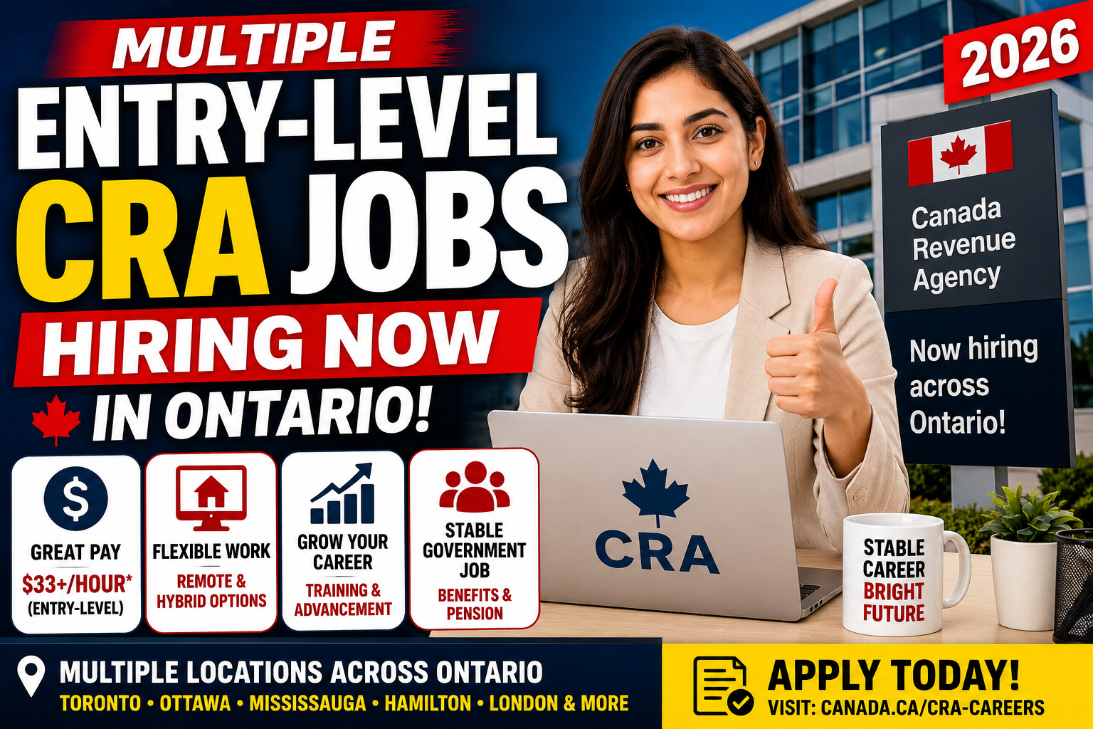CRA Hiring Now on Entry-Level jobs in Ontario (2026) Salary, Locations, Requirements & How to Apply