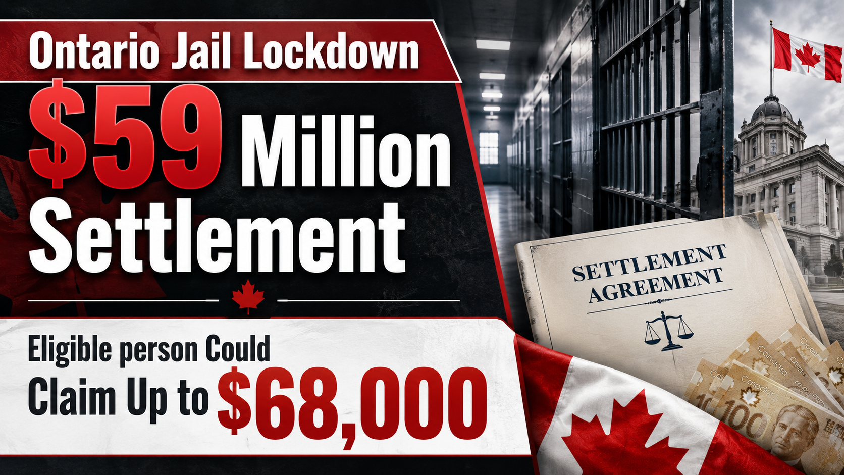 Ontario Jail Lockdown $59 Million Settlement Eligible Inmates and Immigration Detainees Could Claim Up to $68,000