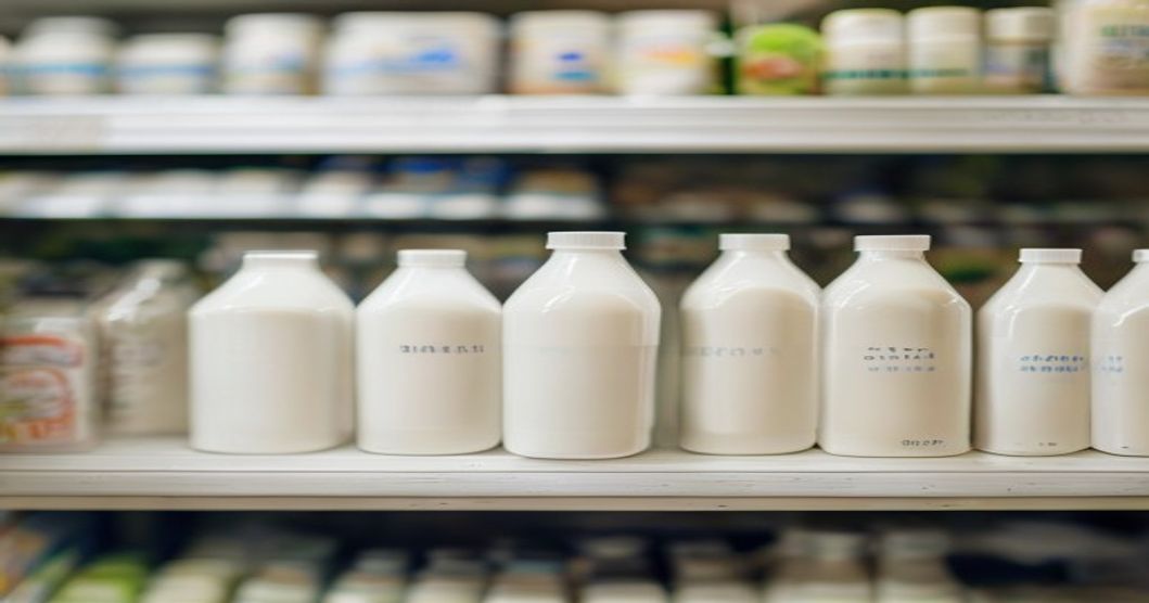 Refrigerated plant-based beverage cartons on a grocery store shelf, illustrating the Silk and Great Value recall settlement