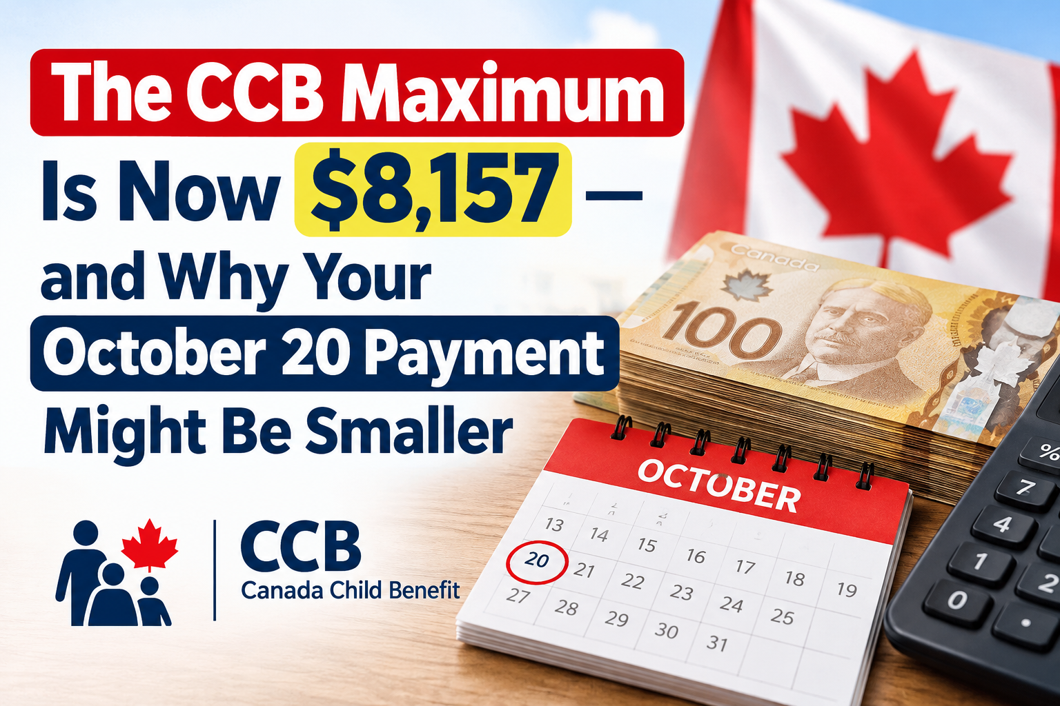 Canada Child Benefit October 20, 2026 payment and new $8,157 maximum per child under 6